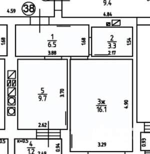1-к квартира, вторичка, 38м2, 10/10 этаж