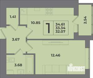 1-к квартира, вторичка, 35м2, 6/9 этаж
