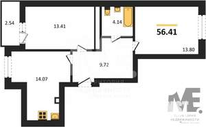2-к квартира, вторичка, 56м2, 2/9 этаж