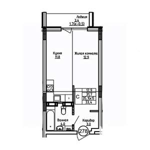 Студия квартира, вторичка, 33м2, 9/9 этаж
