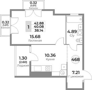 1-к квартира, вторичка, 40м2, 10/10 этаж