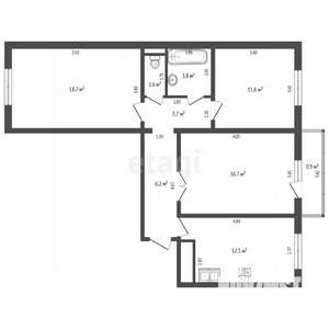 3-к квартира, вторичка, 75м2, 5/9 этаж