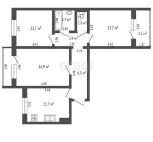 3-к квартира, вторичка, 70м2, 2/10 этаж