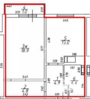 1-к квартира, вторичка, 46м2, 8/10 этаж