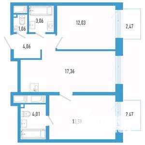 2-к квартира, вторичка, 57м2, 6/26 этаж
