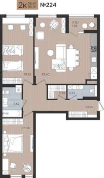 2-к квартира, строящийся дом, 96м2, 4/10 этаж