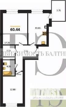 2-к квартира, вторичка, 60м2, 2/9 этаж