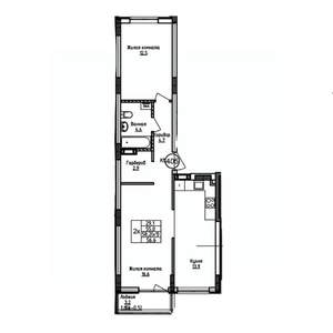 2-к квартира, вторичка, 57м2, 7/9 этаж