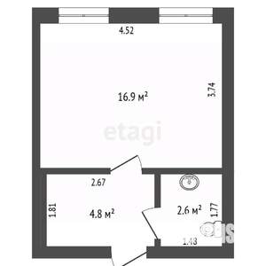 1-к квартира, вторичка, 24м2, 1/5 этаж