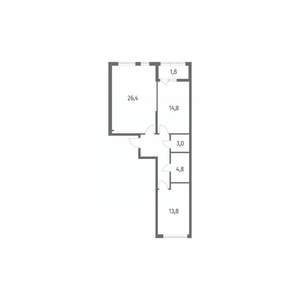 2-к квартира, вторичка, 74м2, 5/8 этаж