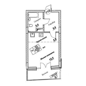 Студия квартира, вторичка, 35м2, 7/7 этаж