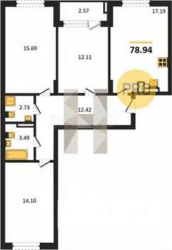 1-к квартира, вторичка, 38м2, 7/9 этаж