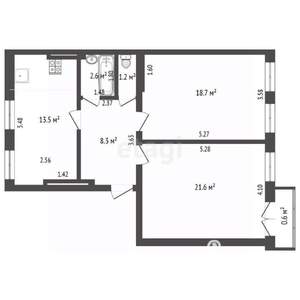 2-к квартира, вторичка, 66м2, 4/4 этаж