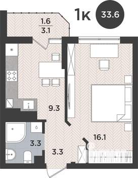 1-к квартира, вторичка, 34м2, 2/9 этаж