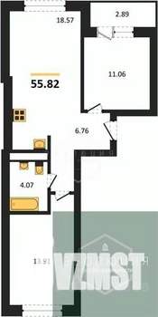 2-к квартира, вторичка, 56м2, 5/9 этаж