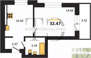 1-к квартира, вторичка, 32м2, 3/9 этаж