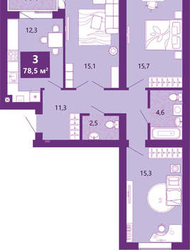 3-к квартира, вторичка, 80м2, 2/4 этаж