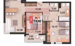 2-к квартира, вторичка, 74м2, 2/15 этаж
