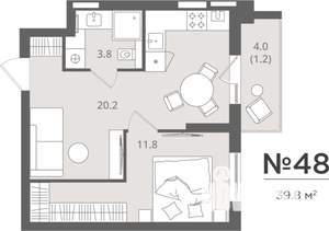 1-к квартира, вторичка, 37м2, 2/7 этаж