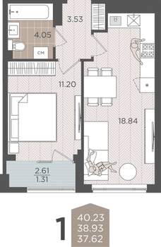 Студия квартира, вторичка, 39м2, 6/9 этаж