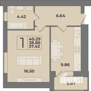 1-к квартира, вторичка, 40м2, 1/9 этаж