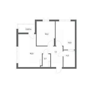 2-к квартира, вторичка, 53м2, 3/18 этаж