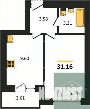 1-к квартира, вторичка, 31м2, 5/9 этаж