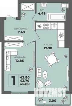 1-к квартира, вторичка, 44м2, 4/8 этаж