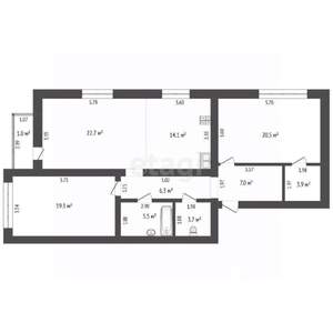 2-к квартира, вторичка, 103м2, 4/7 этаж