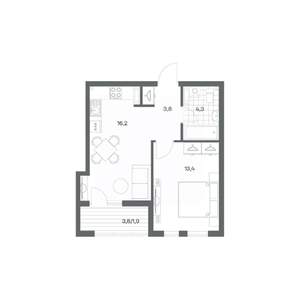 1-к квартира, вторичка, 40м2, 6/18 этаж