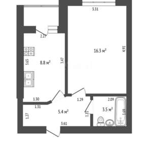 1-к квартира, вторичка, 37м2, 2/9 этаж
