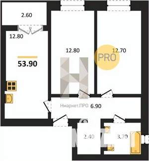 2-к квартира, сданный дом, 54м2, 3/4 этаж