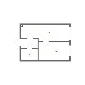 1-к квартира, строящийся дом, 38м2, 3/8 этаж