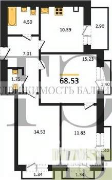 3-к квартира, вторичка, 69м2, 9/9 этаж