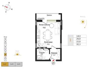 Студия квартира, вторичка, 30м2, 3/9 этаж
