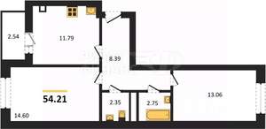 2-к квартира, вторичка, 56м2, 4/9 этаж