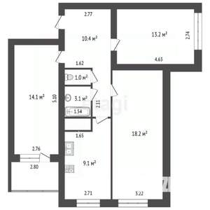 3-к квартира, вторичка, 68м2, 7/9 этаж