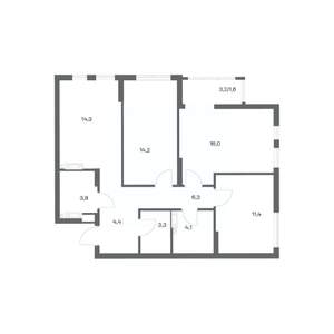 3-к квартира, строящийся дом, 79м2, 6/18 этаж