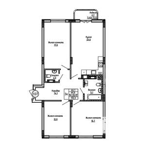 3-к квартира, вторичка, 93м2, 3/9 этаж