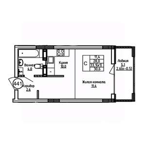 Студия квартира, вторичка, 31м2, 3/9 этаж
