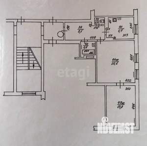 2-к квартира, вторичка, 53м2, 4/4 этаж