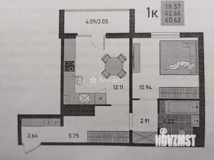 1-к квартира, вторичка, 43м2, 3/9 этаж