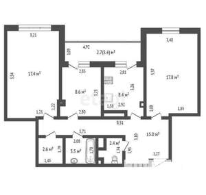 3-к квартира, вторичка, 78м2, 7/16 этаж