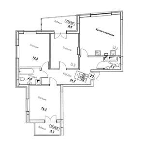 3-к квартира, вторичка, 94м2, 4/7 этаж