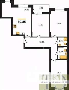 3-к квартира, вторичка, 81м2, 9/9 этаж