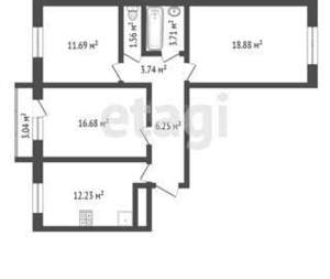 3-к квартира, вторичка, 75м2, 7/9 этаж