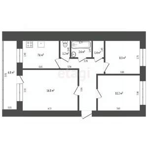 3-к квартира, вторичка, 59м2, 5/5 этаж