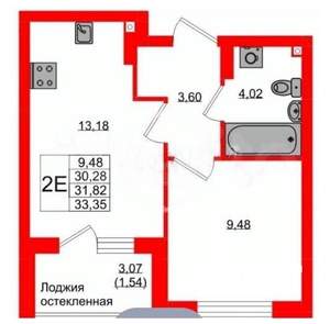 1-к квартира, вторичка, 34м2, 2/9 этаж