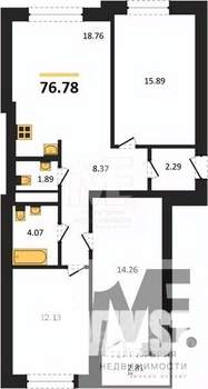3-к квартира, вторичка, 77м2, 6/9 этаж