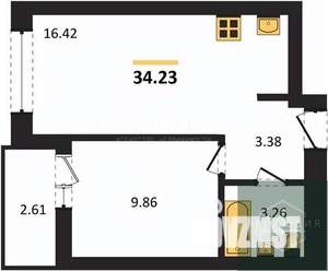 1-к квартира, вторичка, 34м2, 8/9 этаж